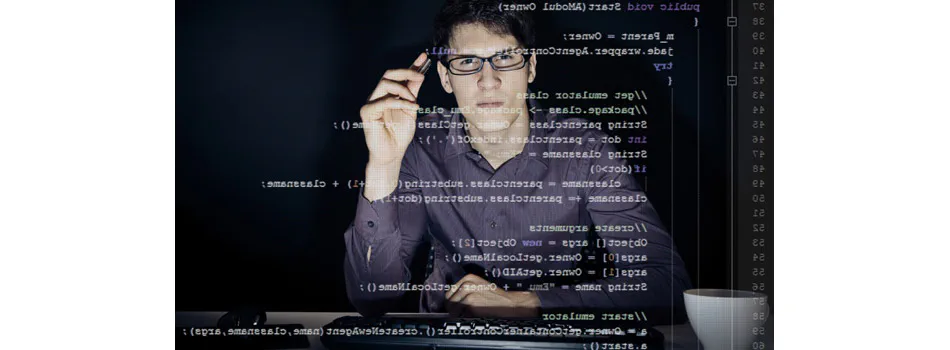 Focused Design, Thoughtful Interfaces computer programmer thinking and staring at code